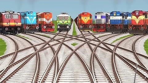 8 REALISTIC TRAINS RUN ON BUMPY FORKED RAILROAD TRACKS|Railgadi Tracks| train sim world 4