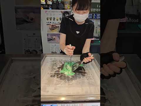 오레오 민트 철판 아이스크림 / Oreo mint iron plate ice cream / korean street food