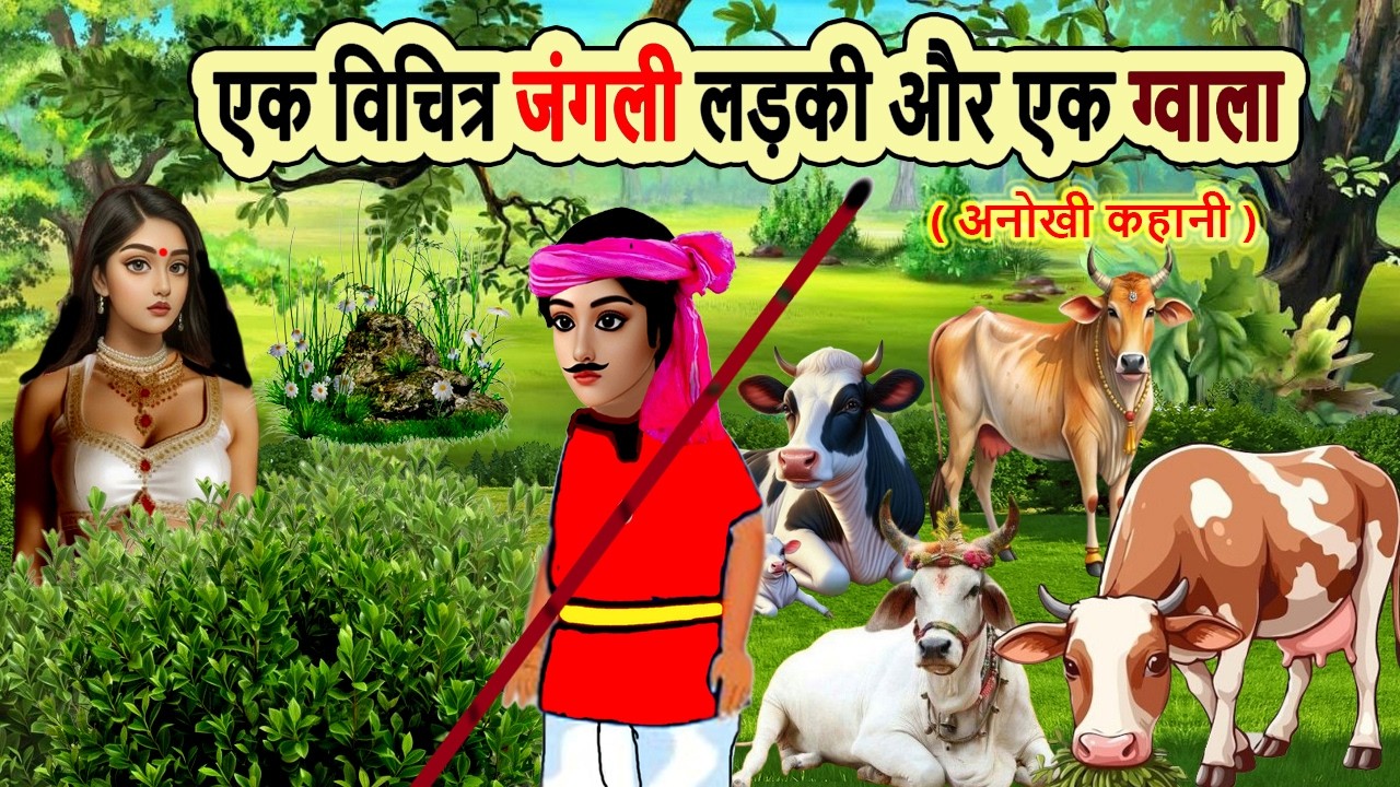 एक विचित्र जंगली लड़की और एक ग्वाला | cartoon story | hindi | moral story | bedtime | mann k voice |