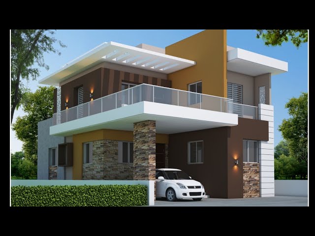 Modern 3Bhk House Design | Double Floor West Face House Plan And Elevation  - Youtube
