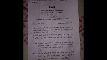 TEACHEING OF MATHEMATICS Question Paper 2017 | Paper -IX -A(iii)|  B.Ed IInd Sem | HPU