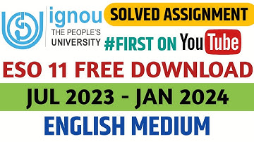ESO 11 solved Assignment 2023-24| ESO 11 Ignou solved  Assignment 2023-24 FREE DOWNLOAD