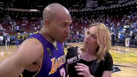 2009 NBA Finals Derek Fisher Courtside Interview   Los Angeles Lakers vs Orlando Magic Game 4 win