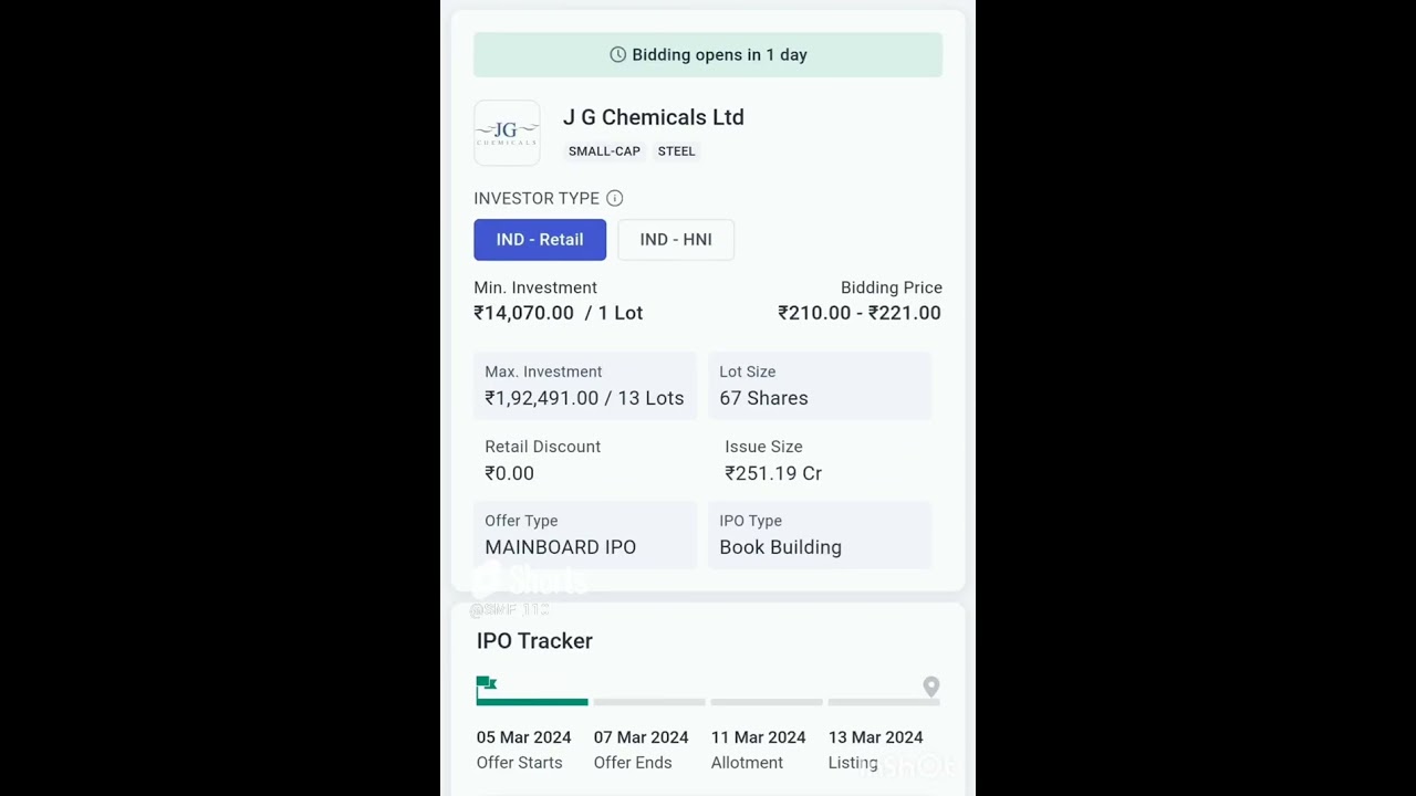 IPO J G Chemical Ltd Last date 07 March 2024 
