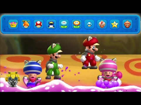 All Character Power-Up Suits Falling In Poison - New Super Mario Bros. U Deluxe 所有角色特殊能力墜落毒水