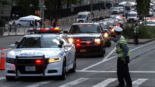 Several big diplomatic security motorcades blipping siren to get through (and a few others) at UN🚨