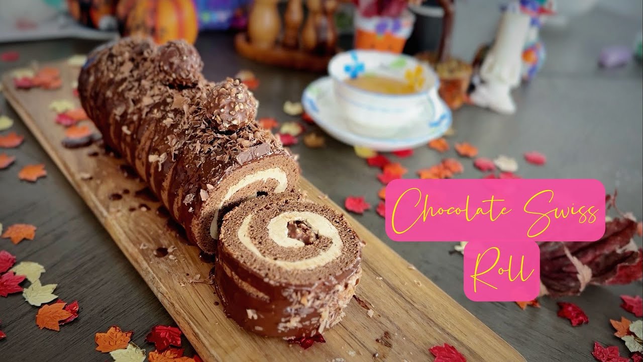Chocolate Swiss Roll II Fluffy Rolls with Ferrero Rocher II Easy Fluffy ...