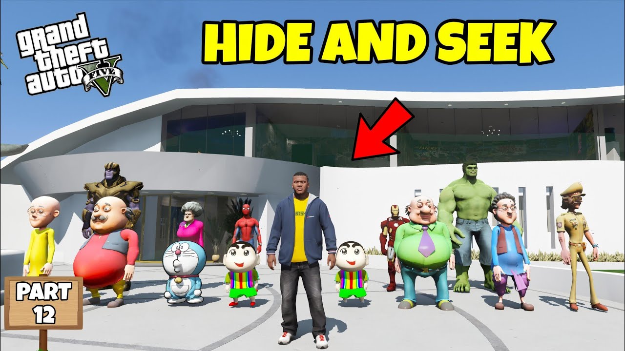 GTA 5 : FRANKLIN, SHINCHAN AND PINCHAN PLAYING HIDE AND SEEK 😯 PART 12