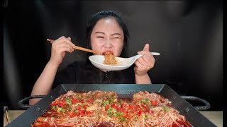 현실 핵불닭팽이버섯 먹방 ASMR NUCLEAR FIRE ENOKI MUSHROOMS SPICY MUKBANG NO TALKING EATING SOUNDS