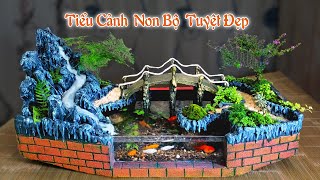 Tự làm bể cá mini với tiểu cảnh thác nước non bộ giả đá đẹp ngất ngây