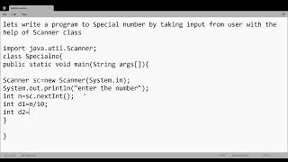 Special number in java using Scanner
