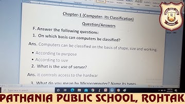 Pathania World Campus- Class 4- Computer- Chapter-1 (Computer- Its Classification)- Part IV