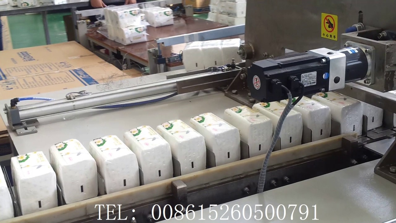 Automatic facial tissue log saw cutting machine