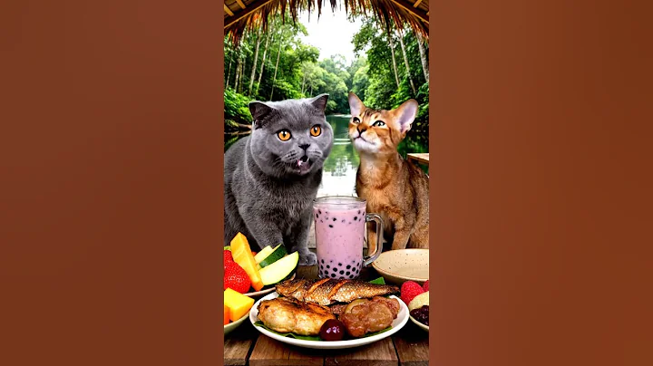 Video 11571411: british shorthair cat eating, abyssinian cat eating