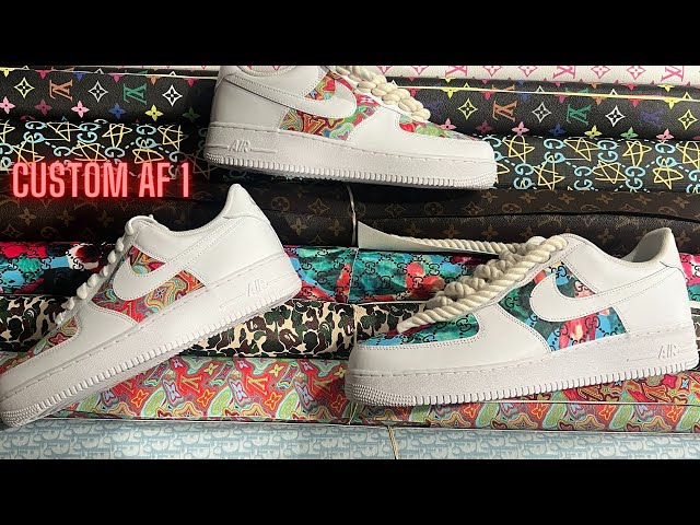 CUSTOM AIR FORCE 1 SHOE TUTORIAL ! HOW TO ADD FABRIC TO SHOES, BEST WAY! 