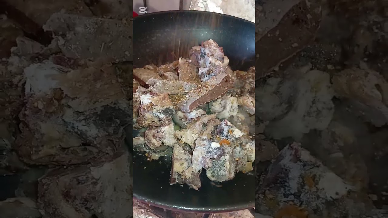 fried cow head meat