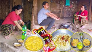 Happy couple Mr nati & Manjita || Hot & spicy noodles having in goat hut@AloneAdhirajnepal