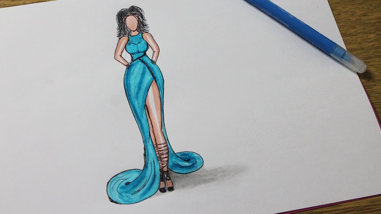 drawing beautiful dress cartoon