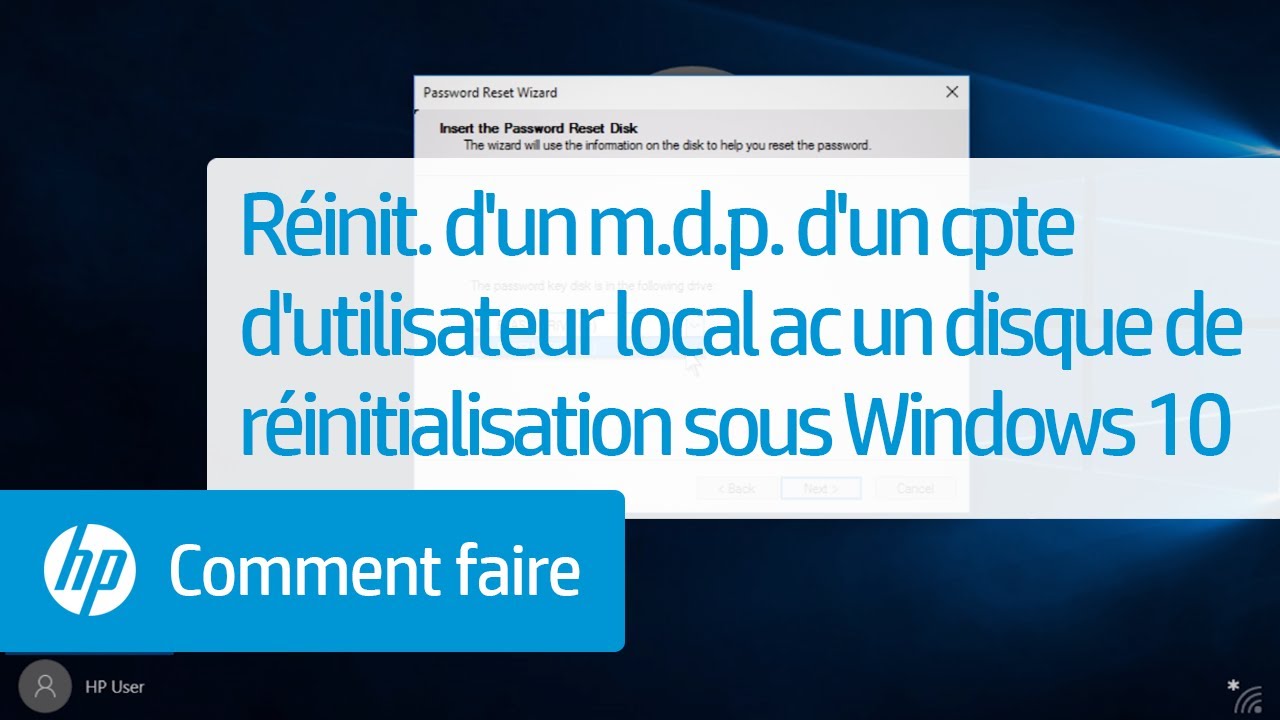 Réinitialisation d'un mot de passe d'un compte d'utilisateur local avec un disque de réinitialisation de mot de passe sous Windows 10