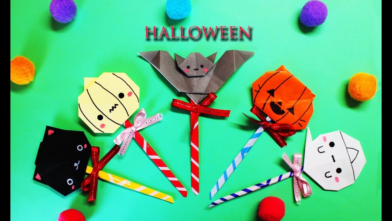 ハロウィン折り紙】かぼちゃ・おばけ・コウモリ・クロネコ・ネコ