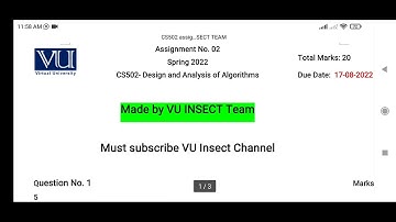 CS502 Assignment solution 2 spring 2022 | CS502 solution 2 💯 correct