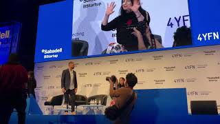 LIVE human chip implant on stage RFID MICROCHIP MWC 4YFN Mobile World Congress Biohacking