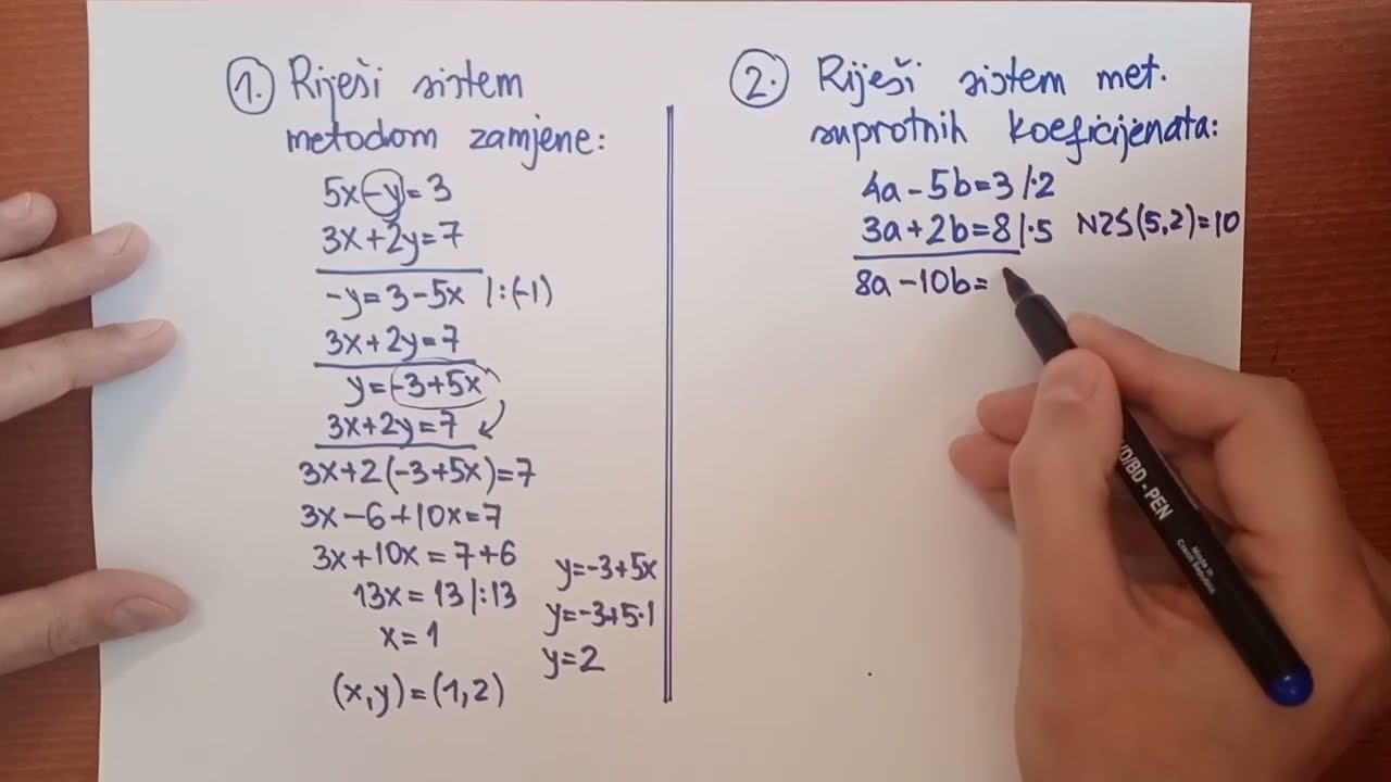 Sistem jednačina - metoda zamjene i suprotnih koeficijenata