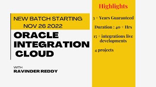Oracle Integration Cloud Oic - New Batch Starting With Ravinder Reddy