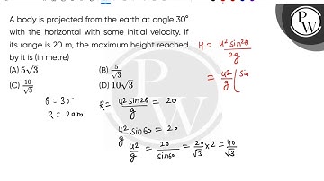 A body is projected from the earth at angle 30deg; with the horizontal with some initial velocit....