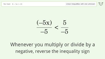 Solving Linear Inequalities: 8-5x is Greater Than 13