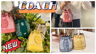 NWT Coach Mini Dempsey Bucket Bag In Signature Jacquard With Stripe And  Coach