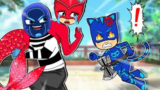 PJ Mask! (Animation) Catboy can't Rescue Owlette Mermaid | Paper PJ Masks Life