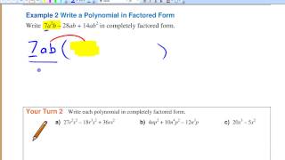 Ma10 5.2(4) - Example 2 - Using the GCF to Factor Polynomials