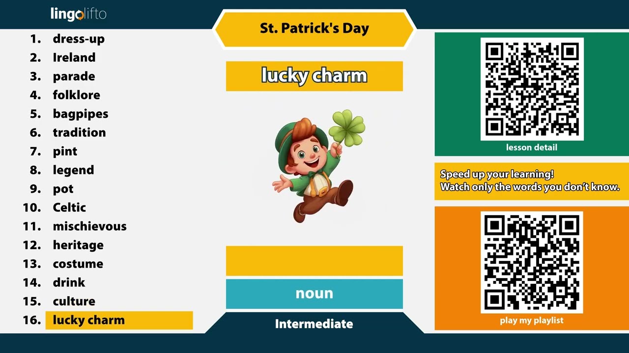 Master St. Patrick's Day Vocabulary! ☘️ 16 Intermediate English Words | Definitions & Examples