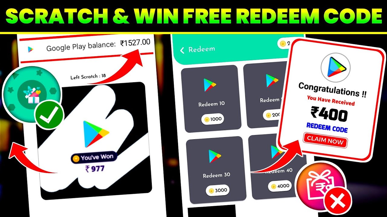 FFF SCRATCH WIN Google Play Gift Card Earning App Free Redeem Code