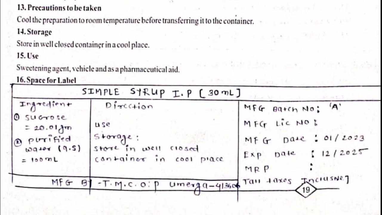 Pharmaceutics (Experiment no. 3) Dpharm first year (Simple Syrup) YouTube