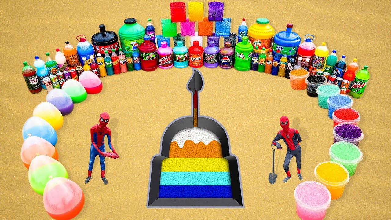 Как приготовить праздничный торт с Orbeez, Giant Fanta, Monster, Schweppes, Pepsi, Coca Cola и Me...