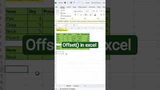 offset(), in Excel