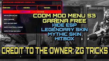 CALL OF DUTY MOBILE MOD APK S3 | MOD MENU | HIDE ESP | LEGENDARY SKIN | MYTHIC SKIN | GARENA | ZG