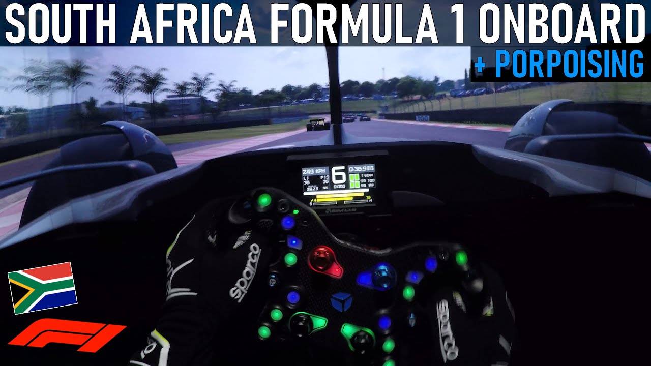 Formula 1 in South Africa at Kyalami Porpoising F1 Helmet Cam Onboard in a Motion Simulator