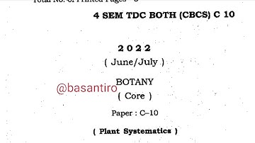 BSc 4th semester botany honours question paper c 10 plant systematics Dibrugarh University 2022