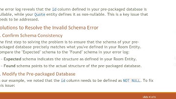 Fixing the Invalid Schema Error in Android Room Pre-packaged Databases