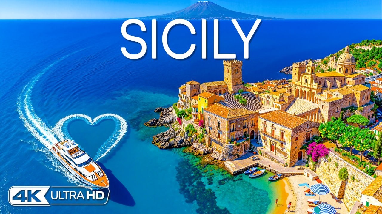 [4K] Сицилия 🇮🇹 Гора Этна, Средиземноморское побережье и вулканические ландшафты