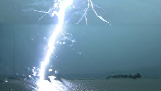 Intense Lightning Strikes Florida Indian River Lagoon (7/17/2018)