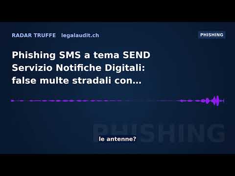 Phishing SMS a tema SEND Servizio Notifiche Digitali: false multe stradali con pagamento online