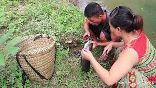 Primitive Food: Bows Arrow Catch Big Fish To Eat Fruit - Cooking Fish - Eating Delicious