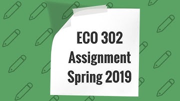 Assignment ECO 302 Spring 2019 Download link in the discription