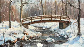 Tranquil Winter Bridge TV Art Screensaver | Peaceful Snowy Landscape for Cozy Winter Vibes