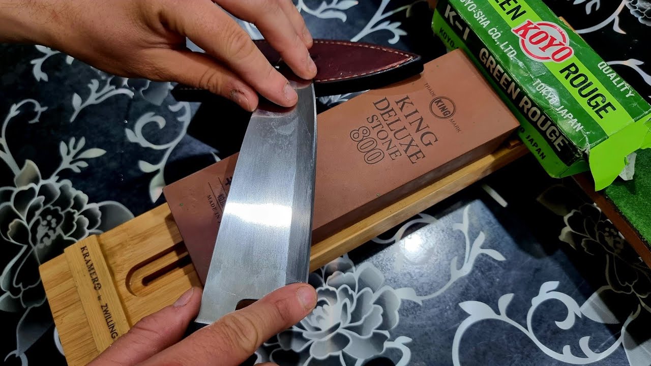 How to sharpen Japanese knife on stoneKing 800 and polishingsharpening