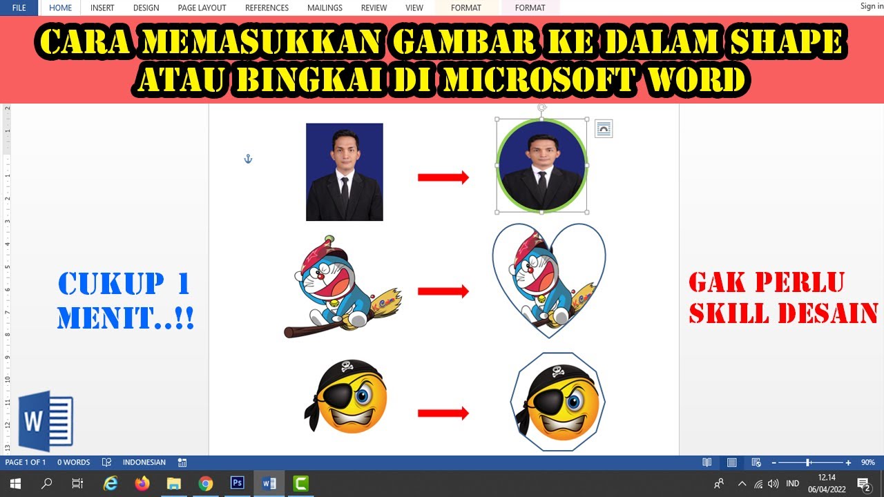 CARA MEMASUKKAN GAMBAR KE DALAM SHAPE ATAU BINGKAI DI MICROSOFT WORD ...